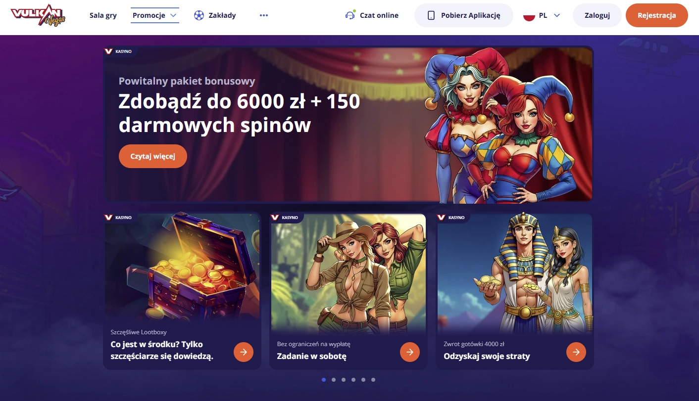 Lista bonusów w Vulkan Vegas Casino
